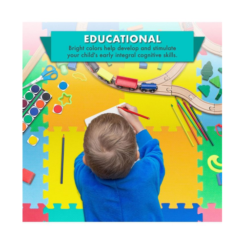 ProsourceFit Kids Floor Play Mat 3/8-in, 16 Sq Ft - 16 Tiles - Multi - 16