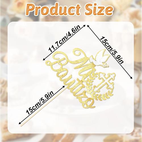 Spanish Mi Bautizo Cake Topper First Holy Communion Cakes Pick Glitter Bless Baptism Cake Decoration Golden Birthday Party Supplies Cross Dove Cakes Deco for Christening Shower Theme Gender Reveal