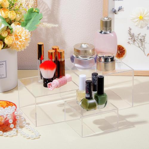 6 Pcs Acrylic Risers Cube Stands, Clear, 3 to 8 Inch, Square