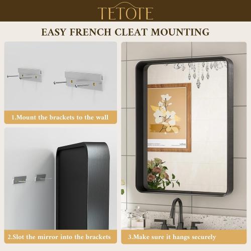 Silver Mirrors for Bathroom, Brushed Silver Framed Rectangular Modern Farmhouse Large Vanity Mirror for Wall Decor (Horizontal/Vertical)