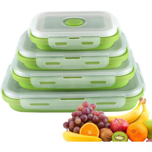 Collapsible Food Storage Containers | Silicone Food Storage Containers with Lids Stacking,8 Pack Travel Containers for Food, Collapsible Bowls with Lids, Foldable Storage Containers for Home Zorq