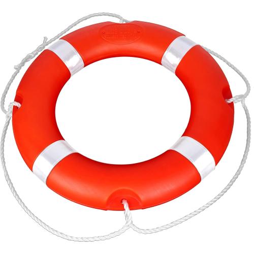 Life Ring for Boating Safety - 23 and 28 Boat Safety Throw Rings with Reflective Strip and Grab Lines (2 Color)