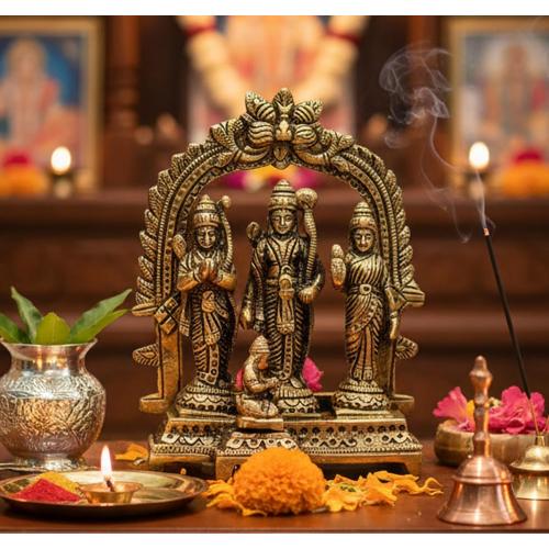 eSplanade 5.5 Brass Ram Darbar (Rama, Sita, Laxman, Hanuman) Murti Idol Statue Sculpture