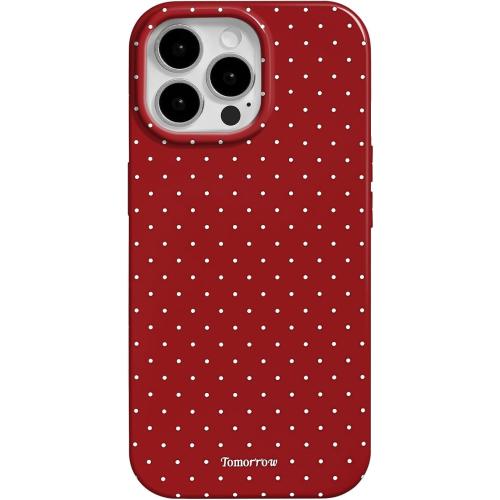 inewateri Compatible with iPhone 16 Pro Case with Cute Fashion Polka Dot Aesthetics Design Simple Cases for Soft TPU Slim Protection Cover-Red