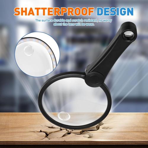 30X 40X 60X Rechargeable Magnifying Glass with Light, Large 5.2-Inch