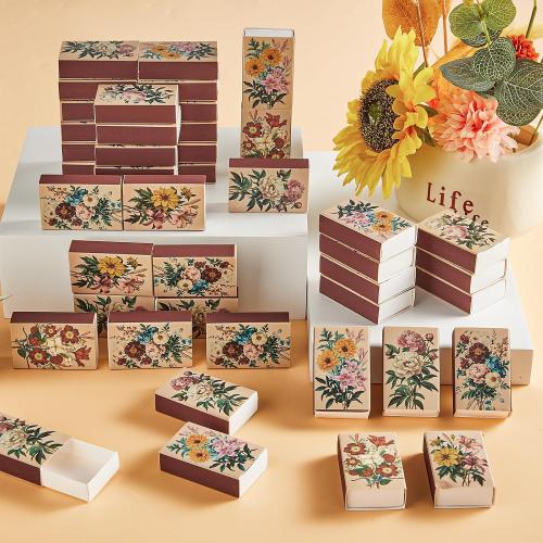 60PCS Blank Matches Containers 2.24 x 1.42 x 0.59 inches Vintage Flower Match Storage Boxes DIY Match Holder with Double-Sided Striker for Wedding Bridal Shower Baby Shower Party Favor(No Matches)