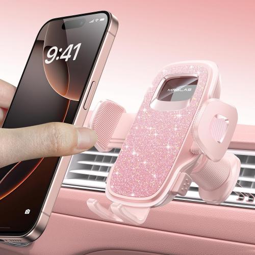 MRGLAS 2025 Upgraded Phone Holders for Your Car with New Metal Hook Clip, Handy Air Vent Cell Phone Car Mount [One Hand Operation], Universal Automobile Accessories for iPhone Android, Gifts for Women
