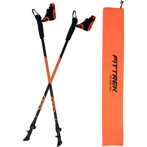 FitTrek Nordic Walking Poles for Men Women - 2 Pack Aluminum Nordic Walking Sticks - Nordic Poles with Ergonomic Grip Adjustable Ultralight for Hiking, Camping, Trekking, Mountaineering, Backpacking