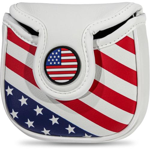 Golf Club Head Covers,4pcs or 1pc USA Golf Head Covers for Woods and Driver Fairway Hybrid - PU Leather Mallet Blade Putter for Men Women Golf Enthusiast