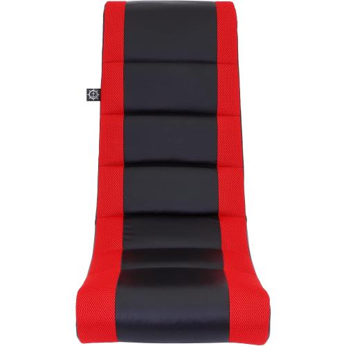 The Crew Furniture Classic Video Rocker Floor Gaming Chair, for Kids and Teens, PU Faux Leather & Polyester Mesh, Black/Red