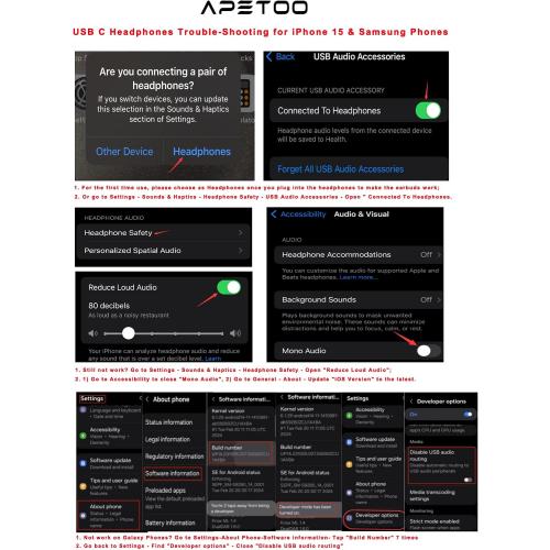 APETOO USB C Headphones for iPhone 18 Pro Max 17 16 15/iPad Air Earbuds