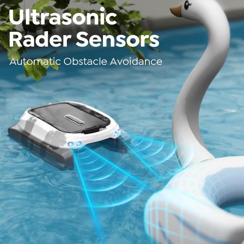 Pleco SK01 Solar Powered Pool Surface Skimmer Robot – APP Controlled, 24/7 Auto Cleaning, Dual Charging, Obstacle Avoidance, Large Filter, Fits Most Pools (Gray White)