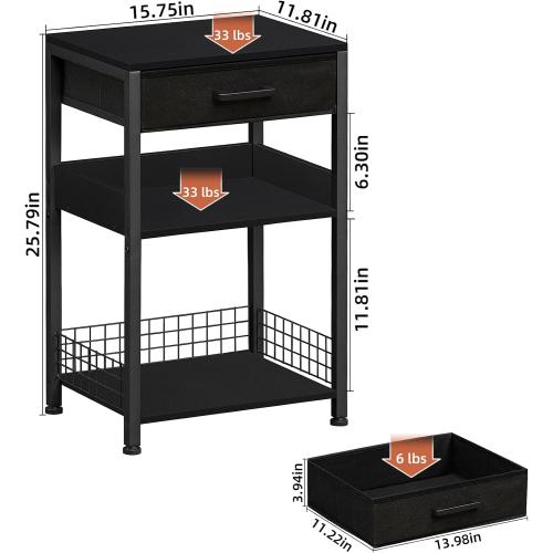 Lerliuo Printer Stand with Storage, 3-Tier Printer Table,Black