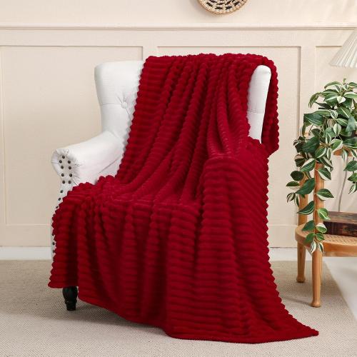 Red Fleece Throw Blanket 50”×60” for Couch Sofa Livingroom