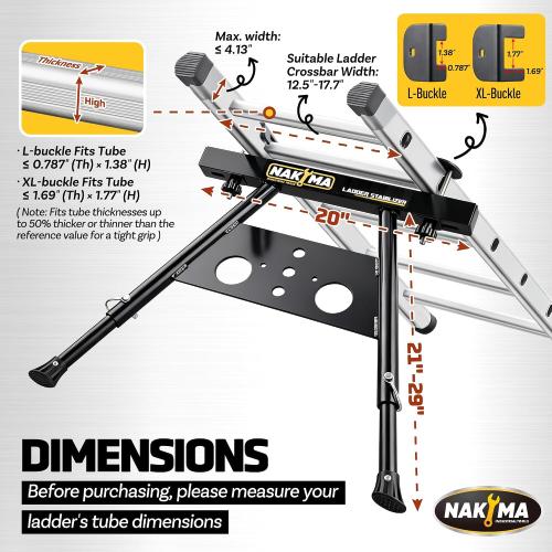 Ladder Stabilizer, Ladder Stabilizer for Roof, Wall Ladder Standoff Aviation Grade Aluminium, Adjustable Leg 22-29.5 Ladder Stabilizer withstands 300 LBS Weight Rating