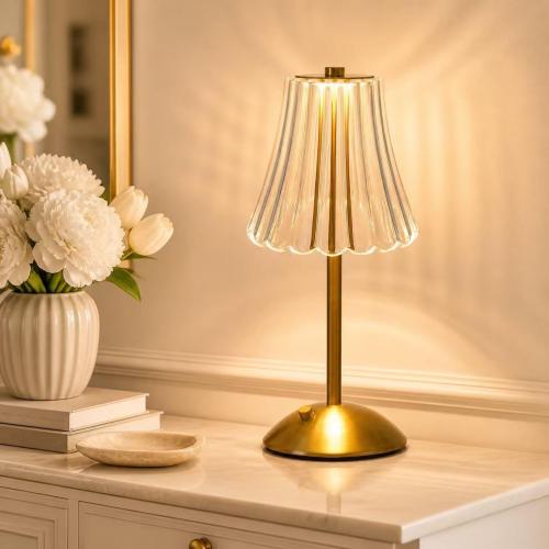 Small Cute Cordless Table Lamp Rechargeable for Kichen Countertop Gold
