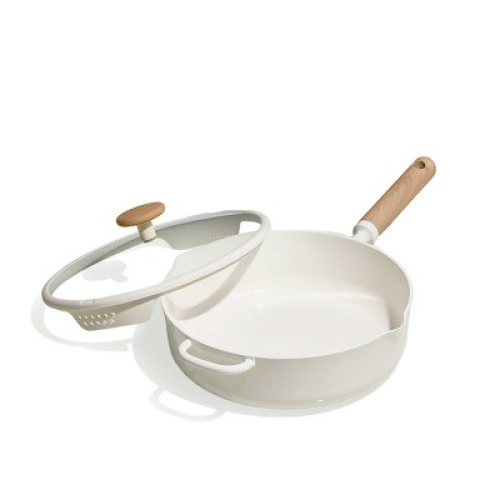 Carote 5qt Ceramic Nonstick Saute Pan with Lid Cream