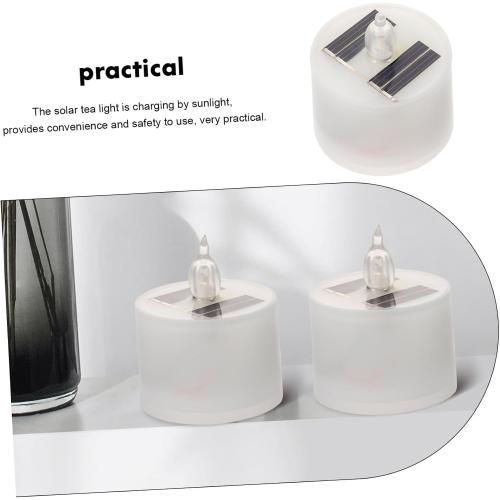 Solar Tea Lights Outdoor Waterproof Led Candle Lamps Flickering Solar Candle Lights for Garden Yard Wedding Party Home Decor 4 Pack