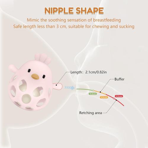 MCGMITT Teethers for Babies 3-6 Months, Easy Grasp Silicone Baby Rattles 0-6 Months, BPA-Free Non Toxic Montessori Infant Toys for Teething Relief, Soft Interactive Infant Car Seat Toys Bath Toys
