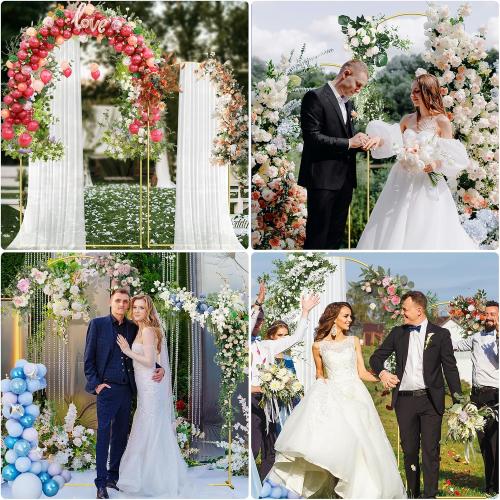 6.6FT Metal Arch Backdrop Stand Gold Balloon Arch Frame for Wedding Party