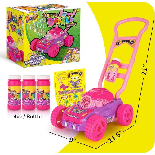 Hoopi Extreme Bubbles® Lawn Mower for Toddlers 1-3, Spill-Proof with Lights