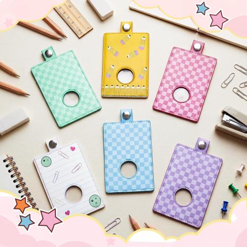 Gueevin 6 Pack Checkerboard Colorful Alarm ID Badge Holder