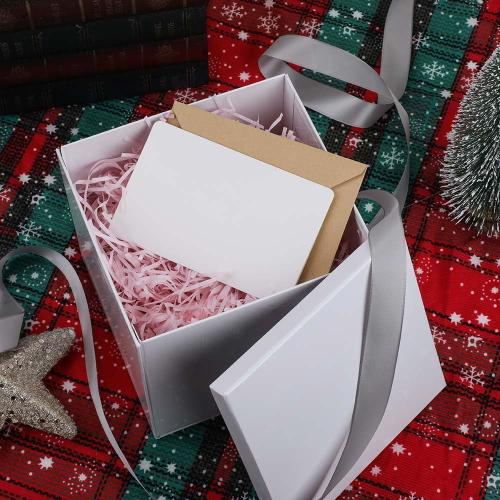 White Gift Box with Lid 7x7x6.5 Inches, for Presents Packaging
