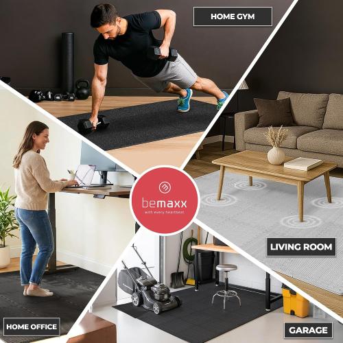 bemaxx Gym Mats Set - EVA Interlocking Foam Floor Tiles (12.6x12.6x0.4) Protective Gym Flooring Sports Home Workout Exercise Mats Puzzle Garage Fitness Play-Room Pool Treadmill Bike, 18 pcs, 18sqft