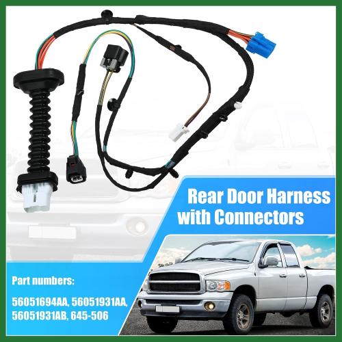 Motoforti Rear Door Harness with Connector for Dodge for RAM 1500 2500 3500 4500 56051931AA 56051931AB 56051694AA 645-506 Automotive Door Rear Wiring Harness Left Right Side Long-lasting