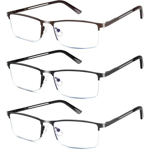 Lcbestbro Reading Glasses for Men, 2.0 Blue Light Blocking Reading Glasses Metal Readers