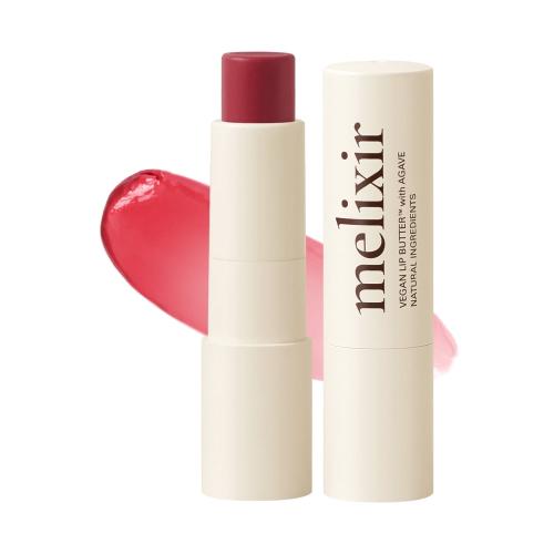 Melixir Vegan Lip Butter #10 Flutter (12 Colors), Hydrating Tinted Lip Balm Stick, Bee-Free, Petrolatum-Free, Plant-Based, Moisturizes Dry & Chapped Lips With Shea Butter, Sheer, Natural Finish
