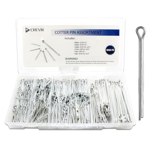 1000 pcs Cotter Pin Assortment Kit, 6 Sizes Split Pins (1/16 to 5/32)