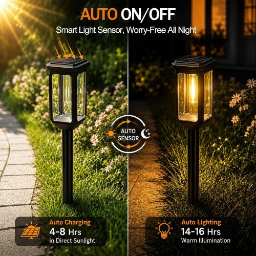 Tenmiro Solar Pathway Lights Outdoor , Bright Solar Garden Lights