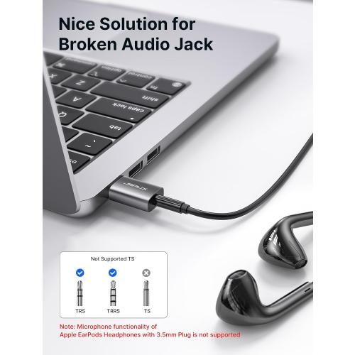 JSAUX 2 Pack USB to 3.5mm Jack Audio Adapter, Sound Card Support Mic TRRS