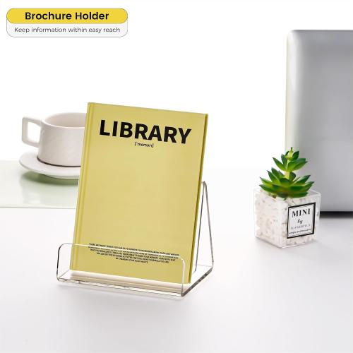 HeZone Acrylic Brochure Holder 5x6 Inch,Clear Pamphlet Holder Display Stand for Trifold 4&5&6 Inch Flyers,Pamphlets,Booklets,Menu,Leaflets for Office,Home,Store,1 Pack,A5