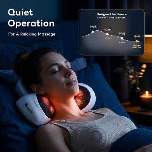 Upgraded 3-in-1 Neck Massager Pillow with Heat, Portable Cordless Neck Massager for Pain Relief Deep Tissue, Rechargeable Pillow Massager for Neck & Shoulder Relaxation (Gray)