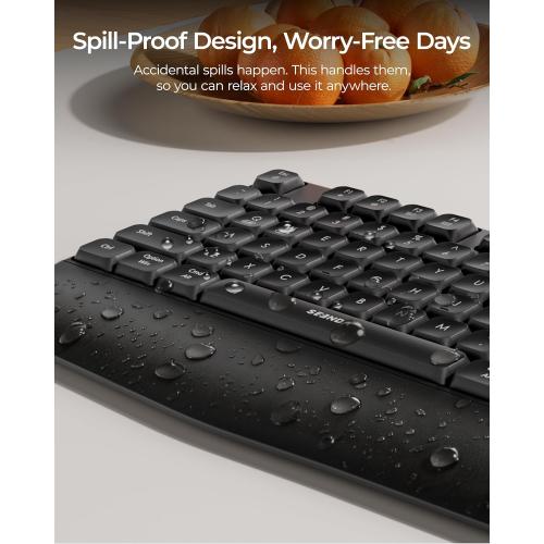 seenda Wireless Bluetooth Keyboard and Mouse Combo, COE200 Ergonomic Wireless Keyboard Mouse with Wrist Rest, Multi-Device Connection, Full-Size, Compatible for Computer/Laptop/Mac/MacBook, Black