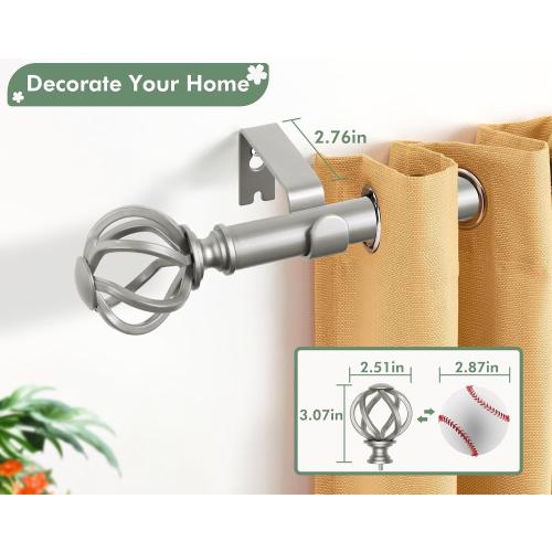 USFOOK Curtain Rods for Windows 66 to 120, Antique Silver Drapery Rod