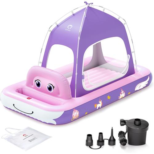 QPAU Kids Air Mattress with Tent & Electric Pump, Ages 3 , Purple