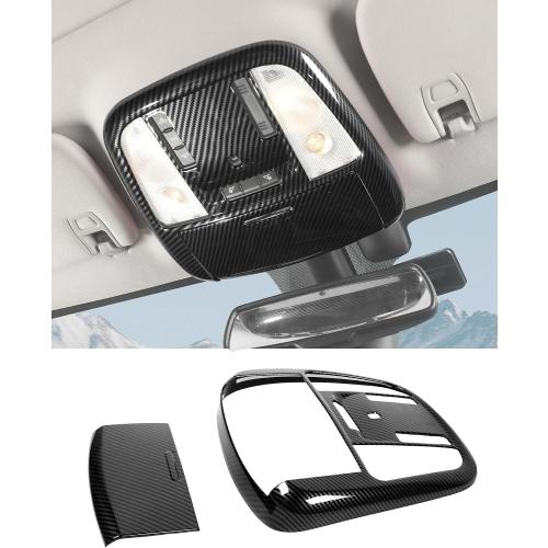 Hoolcar Carbon Fiber Roof Reading Light Cover Trim Fit for 2011-2024 2025 Dodge Charger/Durango/Chrysler 300 Roof Reading Lamp Decals Sticker Kits Interior Accessories (B)