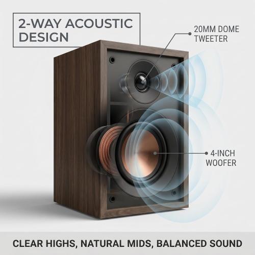 HiVi-Swans Oasis 140 Passive Speakers, 2-Way HiFi Bookshelf Speakers for TV Desktop Stereo or Home Theater Surround Sound - Needs Amplifier or Receiver to Operate