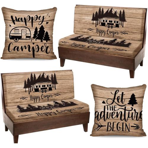 HunnmingRe 6 Pcs Washable Rv Dinette Cushion Covers, Mountain
