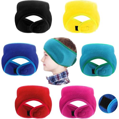 Eurzom 6 Pcs Adjustable Ear Warmer Headband for Kids Stretch Winter Fleece Warm Ear Muffs Covers Headbands for Youth Toddler Boys Teen Girls Child Indoor Outdoor Athletic Sports Running Cycling