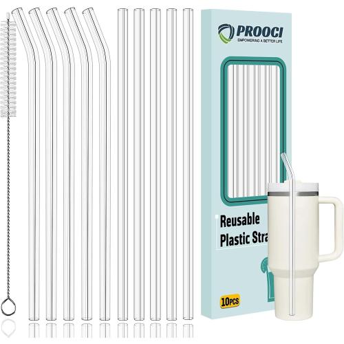 PROOCI 10-Pack 12 Reusable Straws for Stanley & Yeti 30oz-40oz Cup Tumbler