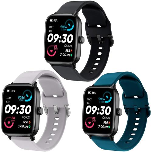 ViCRiOR 3 Pack 22mm Watch Bands Compatible with IDW13,IDW16,IDW19, Soft Silicone Replacement Strap for Fitpolo IDW13/Woneligo W13/FITVII HM57/TOOBUR IDW16/MILOUZ IDW19 Watch Women Men