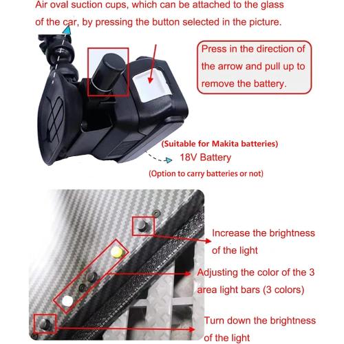 60cm Large Car Dent PDR Light 12 Light Color Styles Adjustment Paintless Dent Repair Tool Car Dent Light Board Car Dent Tools (Without Battery)
