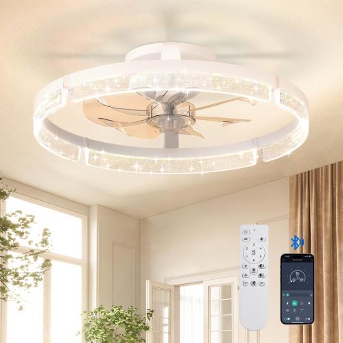 addlon 20 Ceiling Fans with Lights and Remote, Low Profile Fandelier