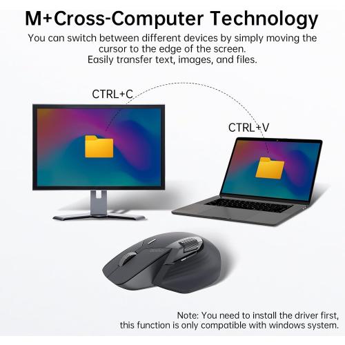 Rapoo MT760 Multi-Device Wireless Mouse, Bluetooth 5.0 and 2.4G Multi-Mode Connection, Up to 4 Devices, 11 Programmable Buttons, 4K DPI, 90 Days Battery Life, PC, Matte Black