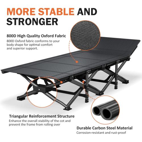 ATORPOK Camping Cot for Adults with Cushion Comfortable, Portable Folding Bed for Sleeping Supports 450 lbs (Gray)