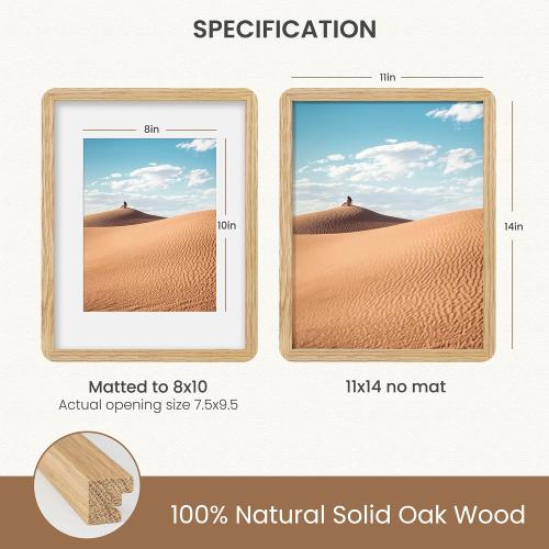 Dreamland 11x14 Oak Wood Picture Frame Matted to 8x10, 1 Pack